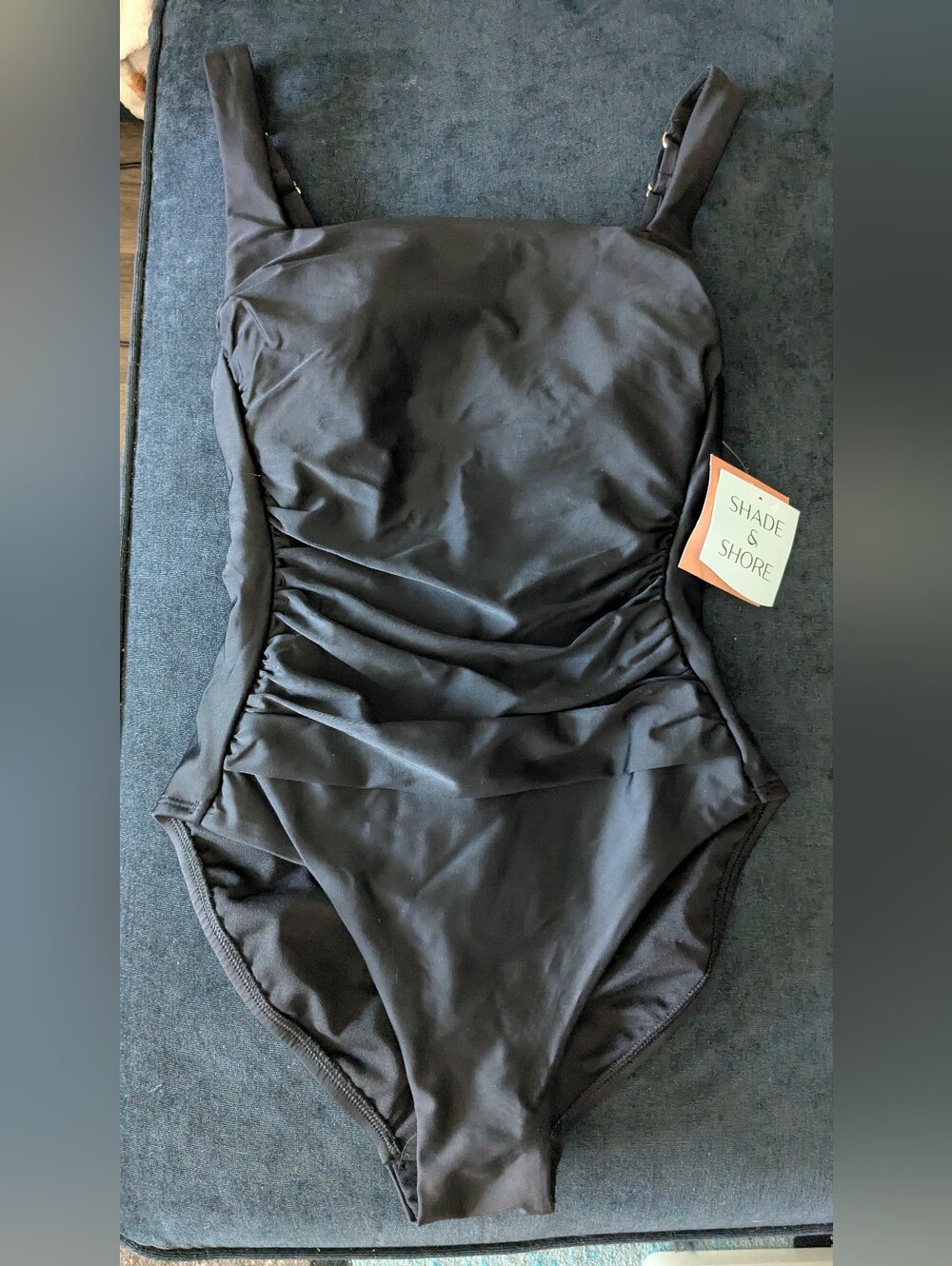 NWT! Shade & Shore Black One-Piece Swimsuit w/ Tummy Control Size S